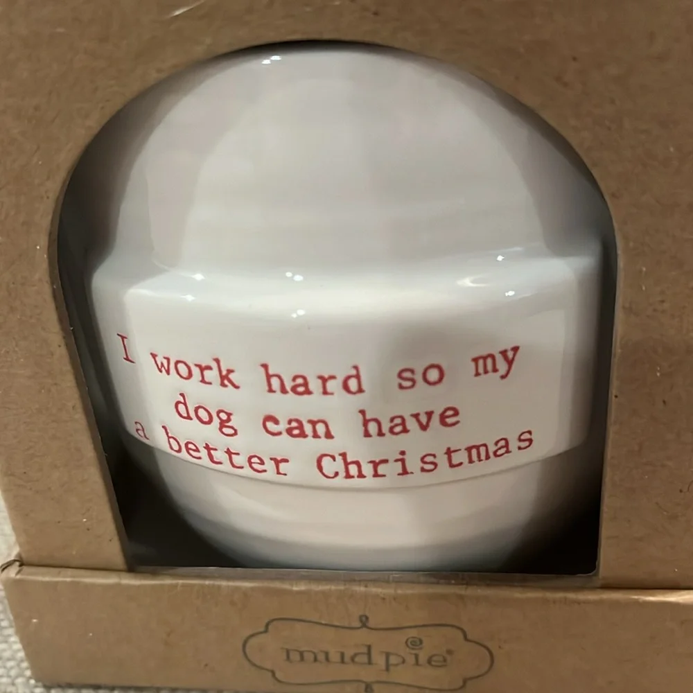Mud Pie White Santa's Favorite Dog Toy and Mug Set/NWT